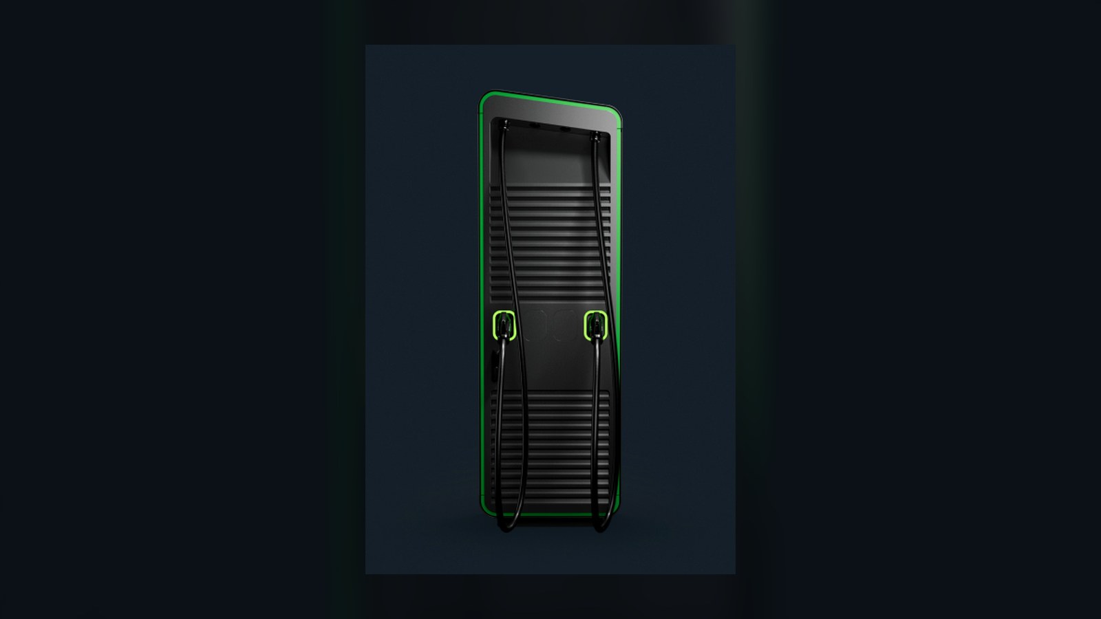 Borne de recharge rapide Alpitronic Hypercharger sur fond sombre
